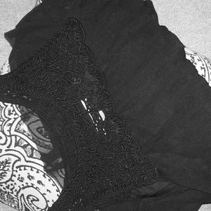 Black, ruffle, dress shirt